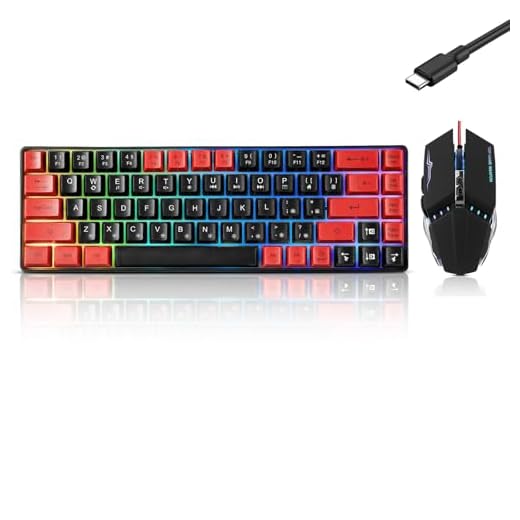 Guiheng Wired 60% Gaming Keyboard and Mouse Combo, Ultra-Compact 61 Keys RGB Backlit Mini Keyboard, Lightweight 3200 DPI Optical, Wired Gaming Set for Windows,PC, MAC PS5 Xbox Gamer(Black and Red)