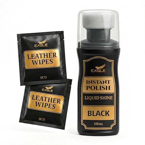 Eagle Black Liquid Shoe Polish with Sponge & Wipes