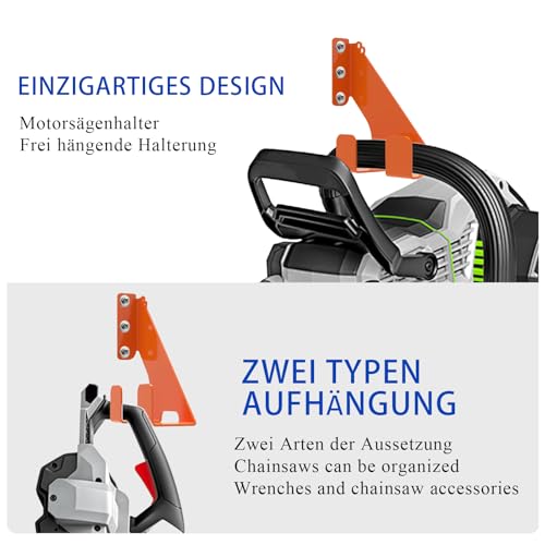 Miniatura 2 de 2 Soportes Para Sierras De Motor Montados En La Pared, Aptos Para Stihl, Husqvarna,Echo Motosierra, Accesorios, Soporta 150 Kg, Accesorio Forestal, Protege Contra El Óxido Y Ahorra Espacio En Garajes