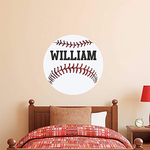 Baseball Custom Name Wall Decal - Boys Girls Personalized Name Baseball Sports Wall Sticker - Custom Name Sign - Custom Name Stencil Monogram - Boys Girls Room Wall Decor â€¦