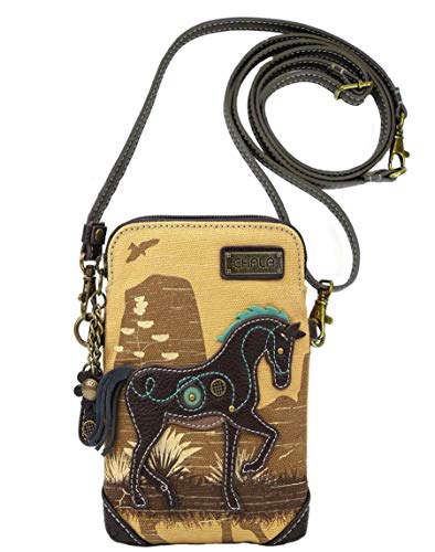 Chala Handbags Safari Horse Cellphone Crossbody Handbag - Convertible Strap Horse Lover