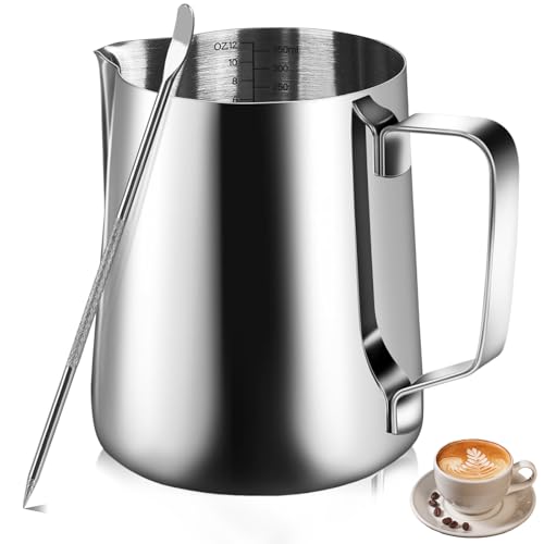 YANJINGSHE Milk Jug 350ml Stainless Steel Frothing Jug & Pen