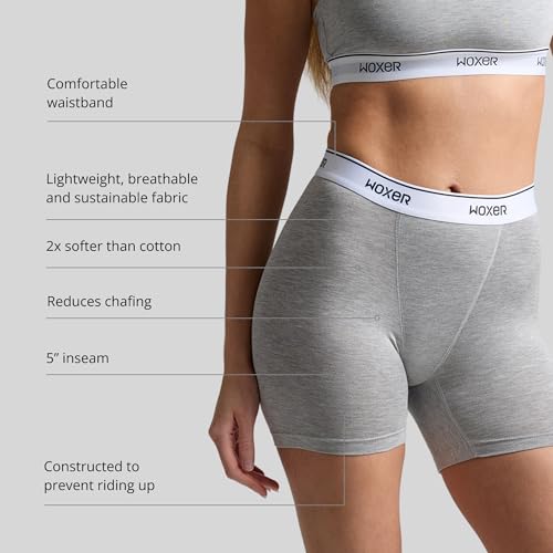 Image of Woxer Womens Baller 5 inch High Waisted Boy Shorts Underwear - Seamless Boxer Briefs, Boyshort Panties, No Show Women's Boxers