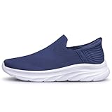 BQQ Men's Slip-On Sneakers Lightweight Non Slip Walking & Workout Shoes Breathable Casual Tennis Shoes Navy Blue Size 11