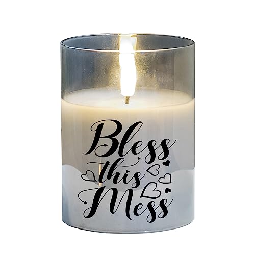 Bougie LED en verre Cottage Garden PGC-04-48SGY gris nacré