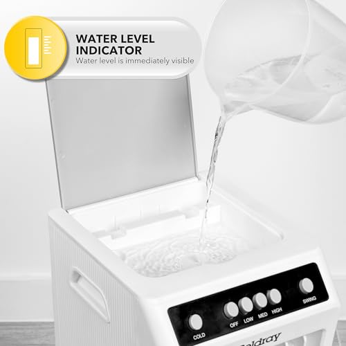 Beldray Portable Air Cooler - 6L Cooling Fan, 3 Speeds, Swing Function, 2 Ice Packs Included for Cool Air Flow, Dual Fill Water Tank, Carry Handle, 360 ° Wheels, Ioniser - Image 3