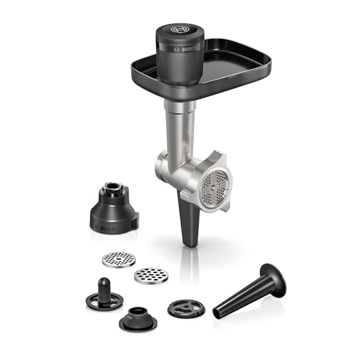 Bosch Zubehör-Set MUZS6HA passend für Küchenmaschine Serie 6 Fleischwolf Lochscheibe 8 mm Lochscheibe 3 mm Wurstfüller-Aufsatz Kebbe-Aufsatz Adapter