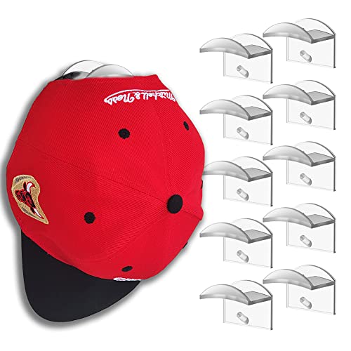 FCXJTU Lot de 10 crochets adhésifs pour chapeaux - Design minimaliste pour casquettes de baseball, sans perçage, pour porte, placard, chambre, décoration de chambre - Transparent Cover