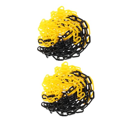 OSOLADY 2pcs Yellow Plastic Safety Chain Protective Chain Retainer for Parking Barrier Caution Security (5m)