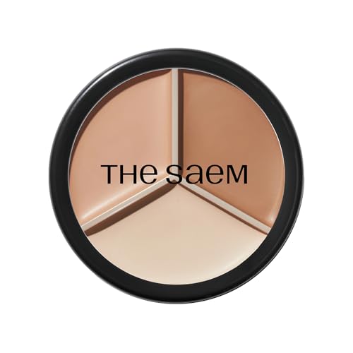 THESAEM Cover Perfection Triple Pot Concealer – Correttore 3 in 1 con copertura totale. Copre imperfezioni, occhiaie, macchie ed è ideale per illuminare e contouring 02 Contour Beige