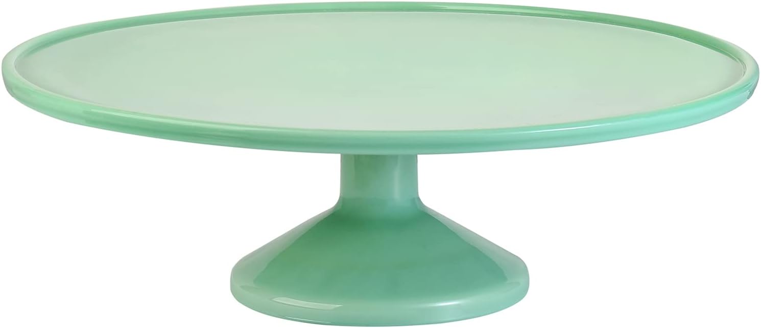 Jadeite Glass 12.9 inch Milk Cake Stand from 1500 C Tabletop Footed Round Plate Wedding Bridal Shower Dessert Table, Green Jade, FHL817