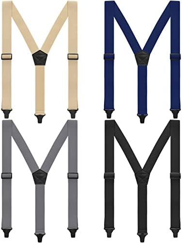 Sintege 4 Pcs Airport Friendly Suspenders Hidden Suspenders for Men Under Clothing Suspenders Heavy Duty Y Back Suspenders for Women, Black, Beige, Grey and Navy Blue, One size