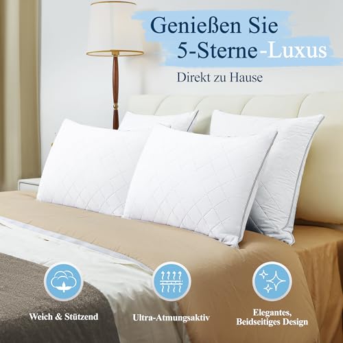 Orange Wave KopfKissen 50x70 cm 2er Set, Weiches & Unterstützendes Schlafkissen für Seitenschläfer, Hypoallergen & Atmungsaktiv, Mikrofaser Füllung, ÖKO-TEX Zertifiziert, Waschbar