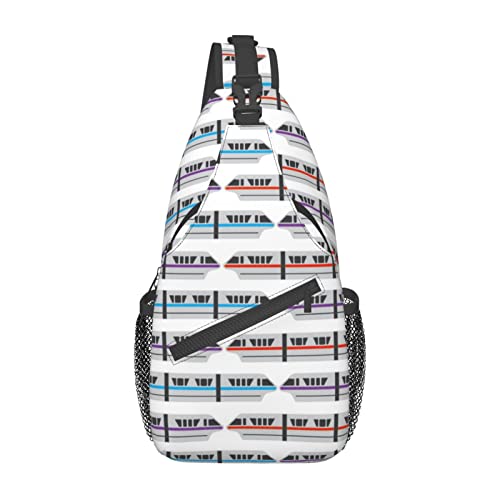 Sac à bandoulière imprimé train Monorail sac à dos de voyage randonnée poitrine noir