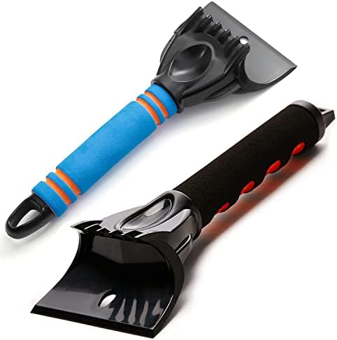 Raniaco Ice Scraper for Car Windscreen Non Scratch,2-in-1 Head Break Chunny Ice and Scoop Up Snows Forst with Foam Sturdy Handle