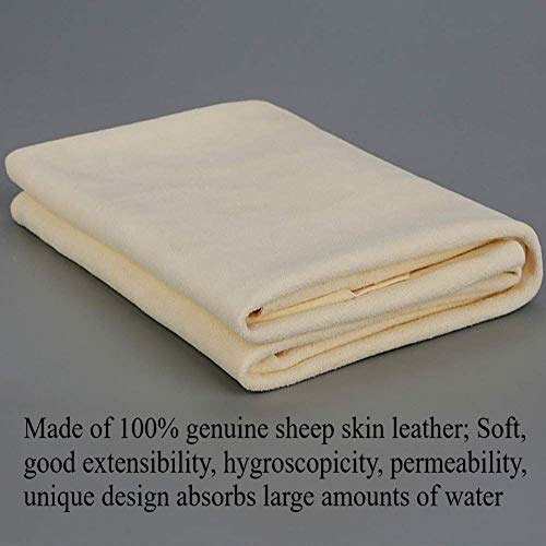 KAHEIGN Auto Naturleder Natur Chamois, 60 x 90cm Auto Reinigungstuch Echtem Hirschleder Autoleder Handtuch Profileder Trockenleder für Haus und Autos