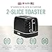 Haden Starbeck 2 Slice Wide Slot Stainless Steel Toaster with Adjustable Browning Control & Non-Slip Feet, Black & Chrome