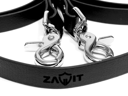 ZAVVIT – BioThane Zügel geschlossen mit Scherenkarabiner, 16 mm breit, 3 m lang, schwarz | weiche, Flache und Pflegeleichte Reitzügel ohne Stege für Training & Ausritt