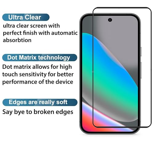 Image of FabeKee 1 Pack Tempered Glass Screen Protector Compatible For Google Pixel 10 & 10 Pro / Google Pixel 9 / Google Pixel 9 Pro Black Cellphone With Edge To Edge Coverage & Easy Installation Kit