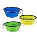 COMSUN 3-Pack Collapsible Dog Bowl, Foldable Expandable Cup Dish for Pet Cat Food Water Feeding Portable Travel Bowl Blue Green Yellow Free Carabiner