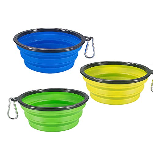 Comsun 3-Pack Collapsible Dog Bowl, Foldable Expandable Cup Dish for...