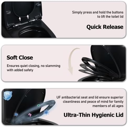 1.1/1.60 GPF Dual-Flush One Piece Toilet, Water-Saving Elongated Comfort Height Floor Mounted, Soft Close Seat, 1000 Gram Map Flushing Score Toilet, Matte Black 23T01-MB-1 (Black-1)