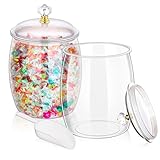 2Pcs 1 Gallon Candy Jars With Lids&Spoons Clear Plastic Cookie Container Large Airtight Apothecary Storage Organization Hard Snack Buffet Canister for Wedding Home Décor Kitchen Bar Decoration