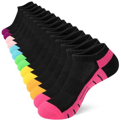 Heatuff 7 Pairs Ankle Socks Womens Athletic Cushioned Running Low Cut Socks for Women