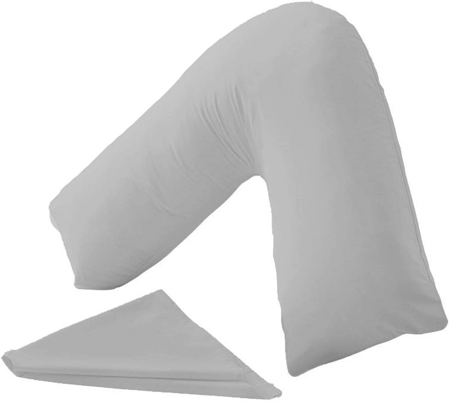 Nightzone Silver Night Zone V Shaped Polycotton Pillow Case Cover Nursing Pregnancy Maternity Orthopaedic Support Pillowcase (Silver)