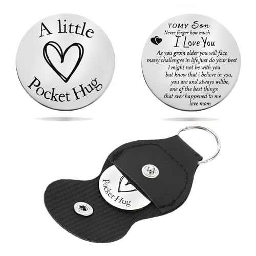 DeliaVo Pocket Hug Token Keychain for Men– Son Gifts for