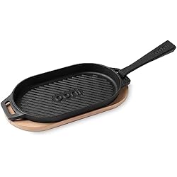 Sartenes Varilla Ooni Grizzler Sartén de Hierro Fundido - Sartén Parrilla de 31cm para Hornos de Pizza - Carnes, Pescados y Verduras a la Parrilla - Plancha de Hierro Fundido - Grill Asador - Accesorios