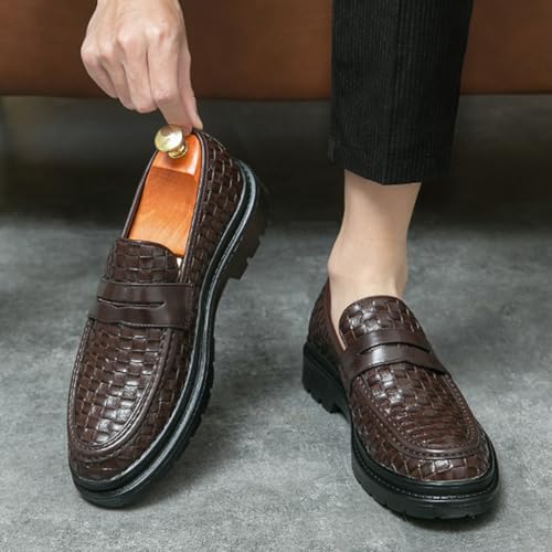 Men's Fashion Tassel Platform Slip-On Penny Loafers Luxury Round Toe Non-Slip Lug Sole Business Dress Shoes Daily Office Work Casual Shoes2