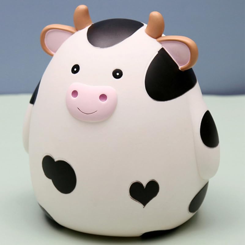 LIFKOME Sparschwein In Kuh-Design – Weiß, Aus Vinyl, 16,5x16,5x14 Cm, Mit Abnehmbarem Gummistopfen