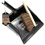Newman and Cole Large Garden Dustpan and Brush Set - Outdoor Dust Pan Scoop with Stiff Hand Brush
