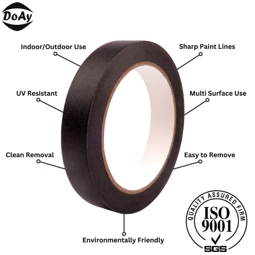 Doay 5 Rolls Pinstripe Tape - Masking Tape 1/16", 1/8", 1/4", 1/2", 3/4" - Thin Painters Masking Automotive Tape For Diy, Car, Auto, Paint, Art, Tumblers (Black) #TOP1