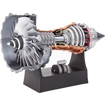 Turbofan Engine Model Kit That Works, TR900 DIY Functional Turbofan Aero Aircraft Engine 3D Printed Assembly Model with Red Simulated Flame Light 50PCS+