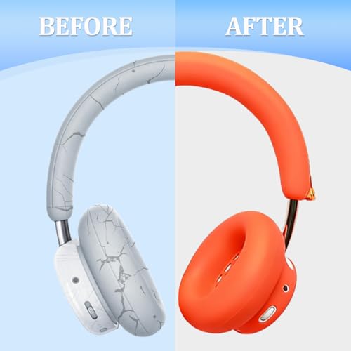3 juegos de funda de silicona para auriculares CMF by Nothing Headphone Pro, cubiertas de almohadillas de silicona + cubierta para diadema + protector de copas de oreja, accesorios protectores impermeables y lavables - Naranja miniatura 4