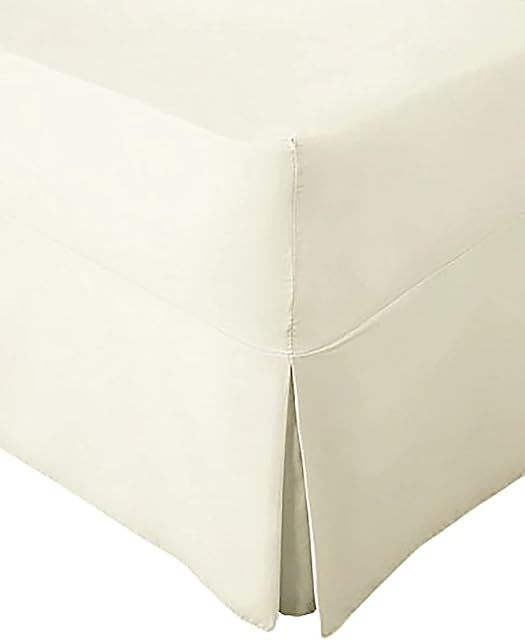 AmigoZone Extra Deep Non Iron Percale 180 Thread Count Fitted Valance Sheet Pleated (King, Cream)