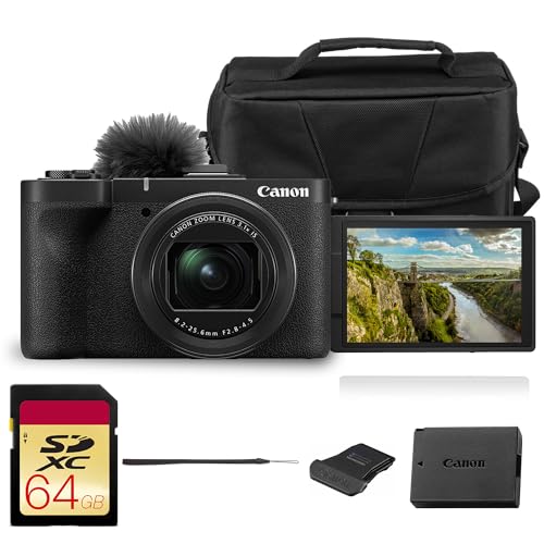 Image of Canon PowerShot V1 Digital Camera | 22.3MP 1.4″ CMOS Sensor, 16‑50mm F2.8‑4.5 Ultra-Wide Zoom, 4K /60p Video, Cooling Fan, Log 3, Dual Pixel CMOS AF II with Bag and 64GB Card