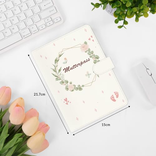 KONVINIT Mutterpasshülle Mutterpass Schutzhülle Personalisiert aus Kunstleder Organizer für Ultraschallbilder, Impfpass & Versichertenkarte,Geschenk für Schwangere & werdende Mütter