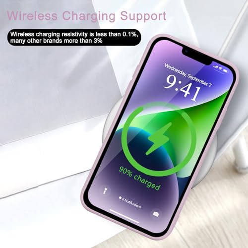 Image of Wirvyuer for iPhone 14 Case Cute Slim Shockproof Phone Case with Wireless Charging Support and Protection, Purple