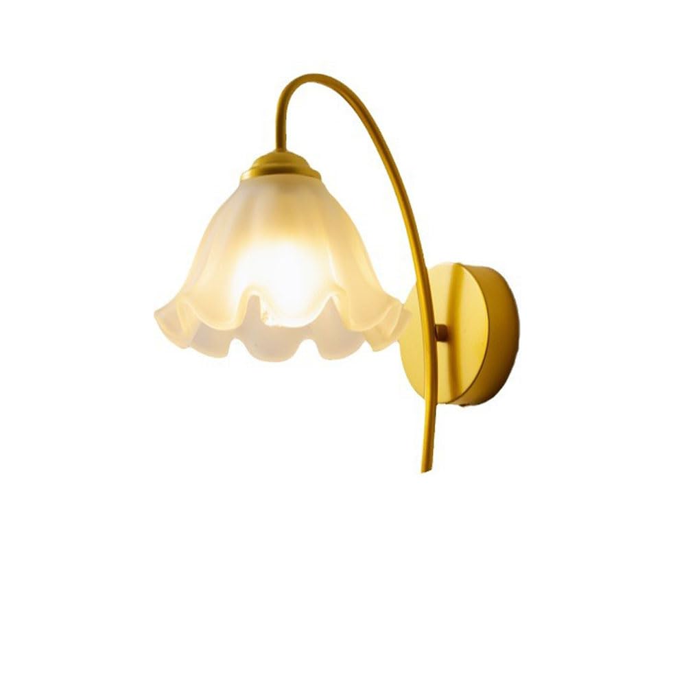 SXSCARKX Bedside Wall Sconce Lighting Creative Glass Flowers Lamp Metal Mount Light Modern Cream Style Sconces, Living Room Hallway Lamps, E27 Headboard Lights