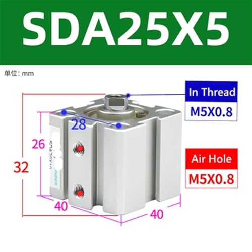 Cilindro delgado mini SDA25-5 para ahorrar espacio en maquinaria 3