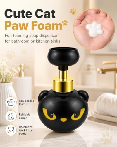 2026 Black Kitty Foaming Cute Cat Paw Foam Soap Dispenser Hand Soap Pump - 1