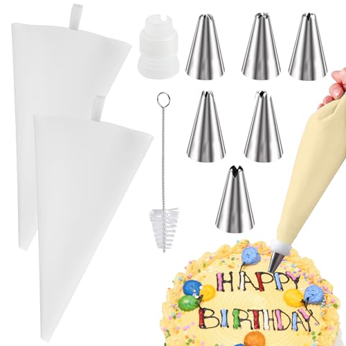 Manga Pastelera de silicona y 6 x boquillas de pastelería de acero inoxidable, juego de decoración de pasteles para manualidades