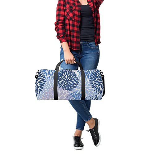 Bolsa de viagem grande para homens e mulheres, bolsa de viagem leve de crisântemo com flores de inve