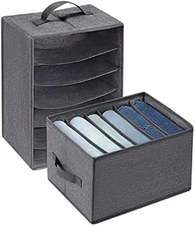 Yoillione Wardrobe Storage Organiser Clothes Organiser, Closet Organizers and Storage Large Jeans Organiser for Underwear, Trouser T Shirt, Legging, Pants, bra for Bedroom, Fabric Storage Box, 2 PCS