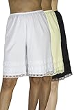 Underworks Cotton Knit Snip-A-Length Pettipants Culotte Slip Bloomers Split Skirt 3-Pack 2X-Large-Wh
