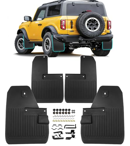 No Drill Mud Flaps for Ford Bronco 2021-2025 2026 Mudflaps Splash Guard Front Rear Mudguard Off-Road Accessories (Not for Raptor/Sasquatch)