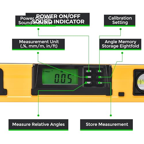 Image of TOOLZILLA Elite 24-Inch Smart Digital Level - IP54 Rated for Dust and Water Resistance - Precision Torpedo Level Measurement Tool - Durable, Shock-Resistant Build with Extended Battery Life